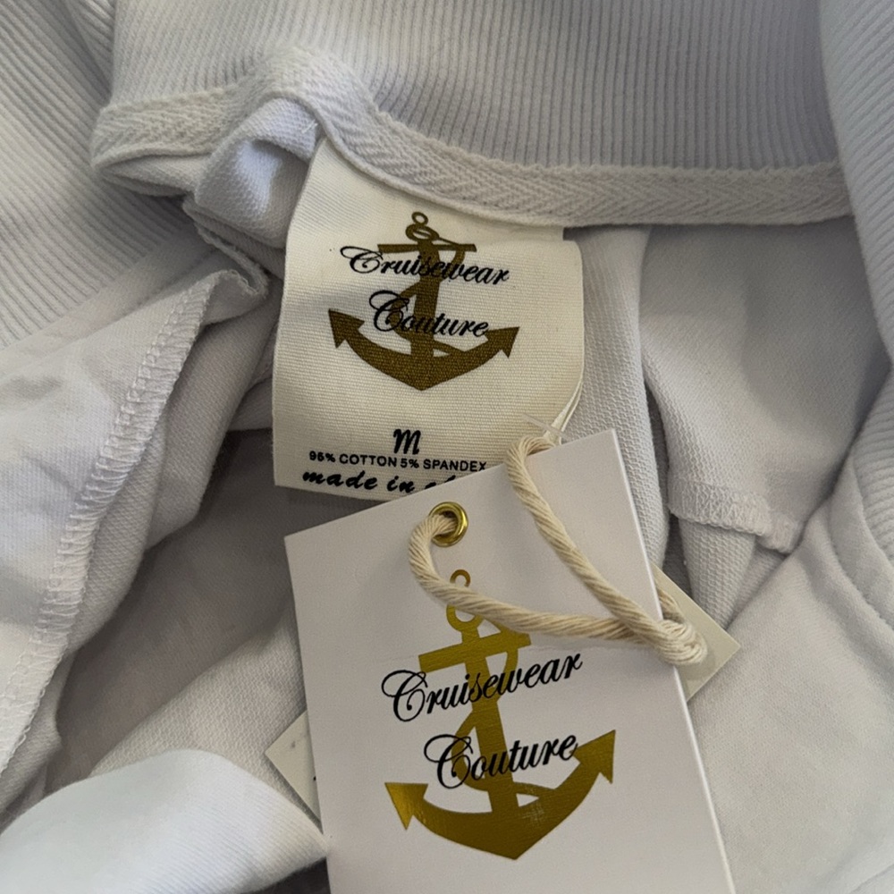 Cruisewear Couture White Traveler Jacket Cotton/Spandex Zipper Sweatshirt - Picture 6 of 7